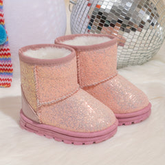 Girls' Warm Slip On Snow Boots - Cozy Fleece Lined Outdoor Winter Shoes