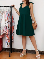  Tank Dress Women's Plus Round Neck Solid Midi Dress