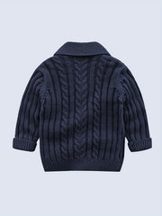 Kids Cable Knit V Neck Cardigan Winter Outwear