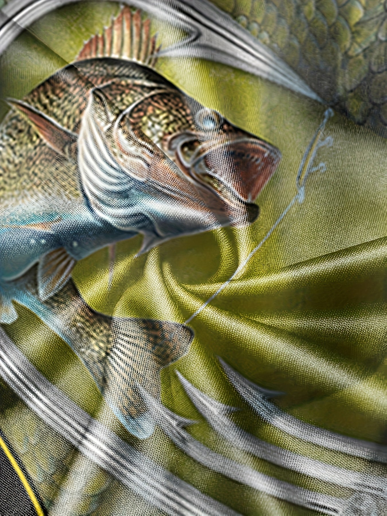 Fish & Fishhook 3D Pattern Men's Outfit: T-shirt & Shorts