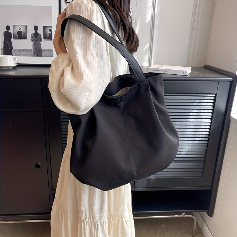 Large Canvas Tote Bag with Zipper, Versatile Shoulder Bag