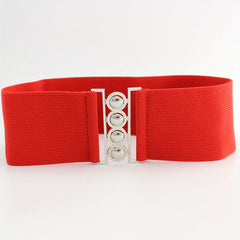 Women's Layered Belt Elastic Girdle Circle Metal Buckle Dress Shirt Waist Belt