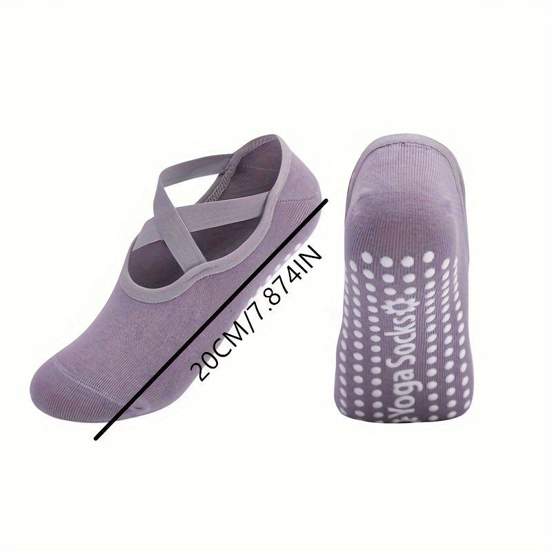 Women's Non Slip Yoga Socks with Cross Strap Grip for Yoga Ballet Pilates