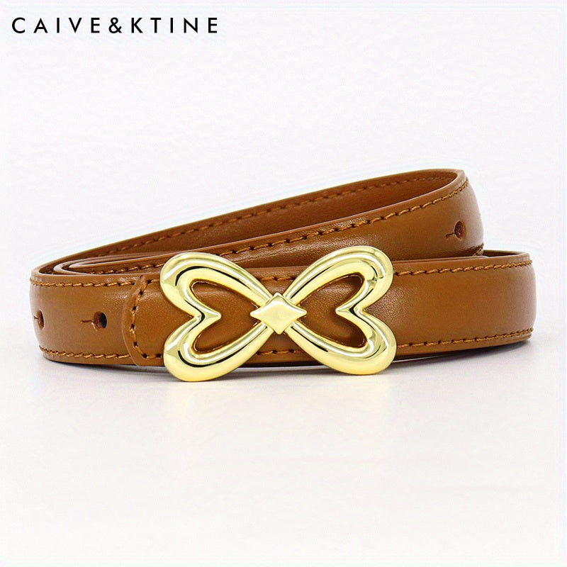 Heart Butterfly Buckle Thin Belt Leather Solid Jeans Pants Belt