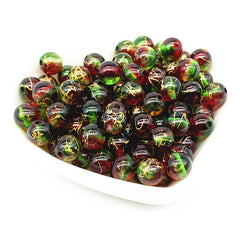 50pcs 8mm Golden Brushed Pattern Round Beads Jewelry Making DIY
