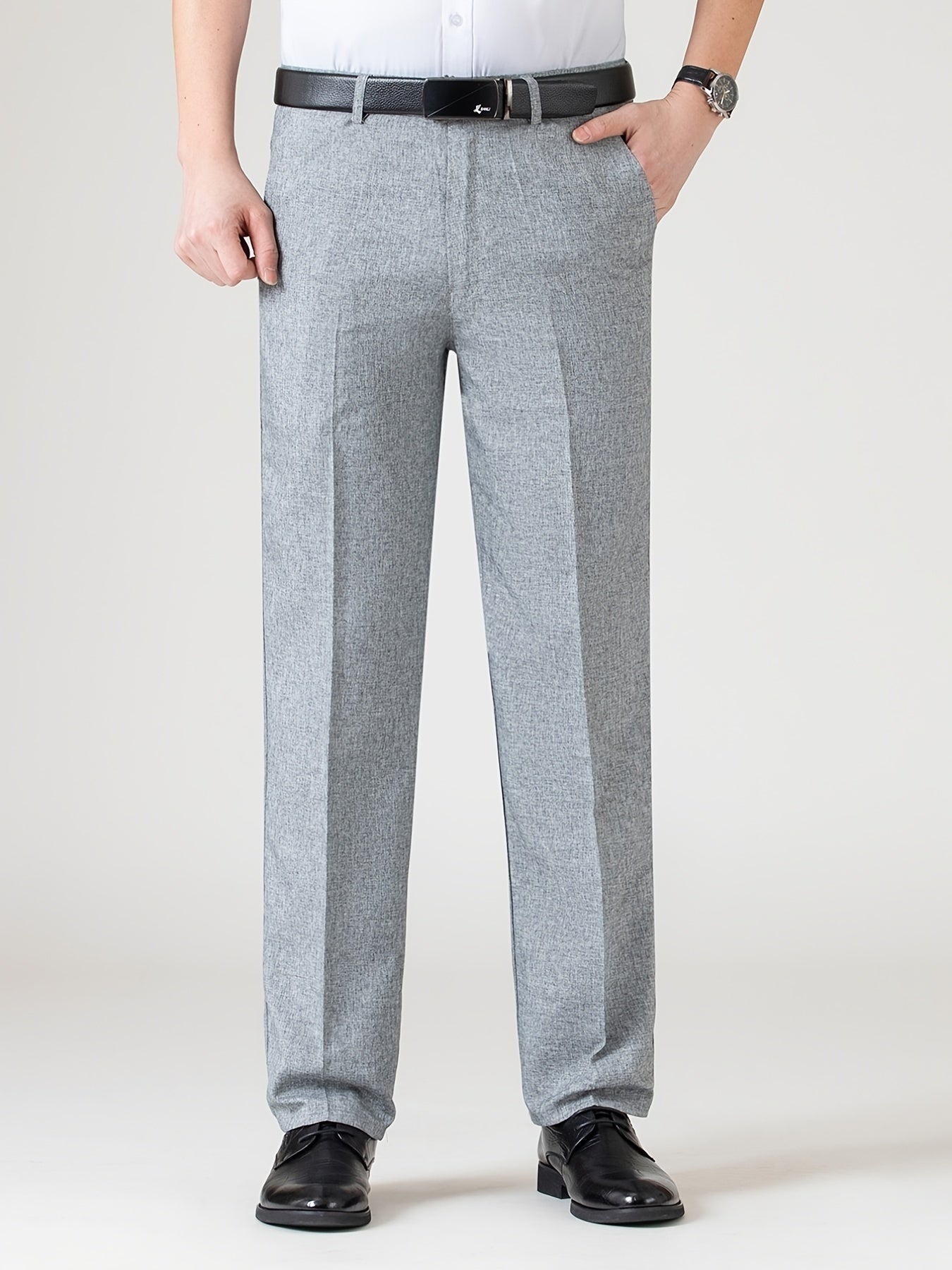 Men's Casual Solid Stretch Flax Dress Pants for Business
