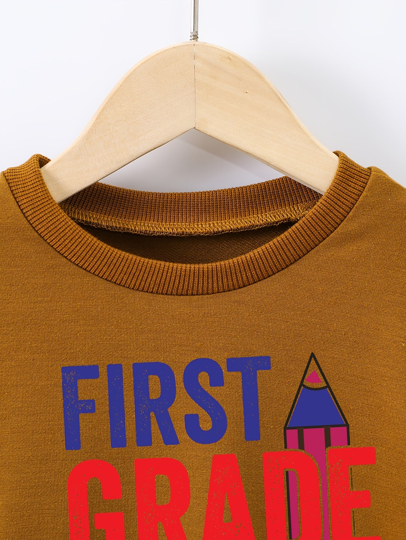 STUD Letter Print Boys Pullover Sweatshirt Crew Neck Tops