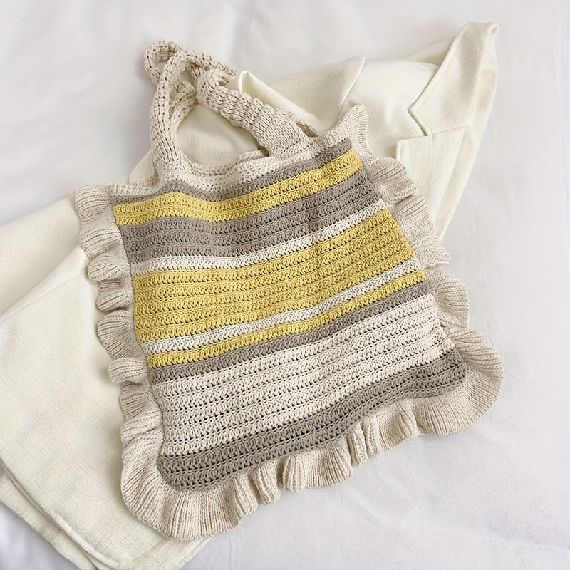 Boho Style Knitted Tote Bag for Women