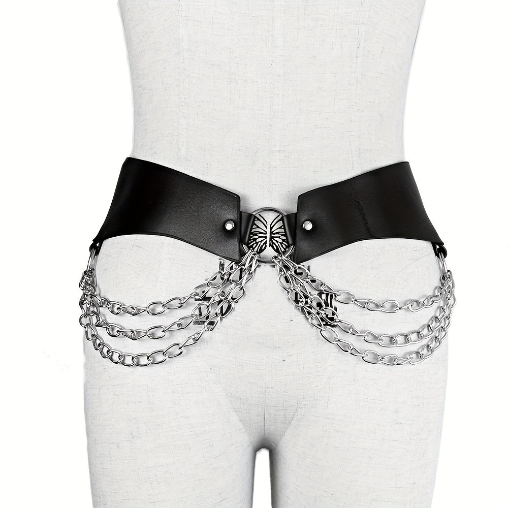 Punk Metal Chain Tassel Belt Gothic O Ring Waist Belt