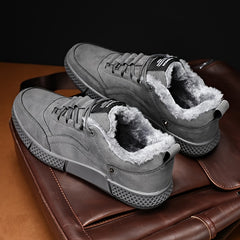 Men's Warm Fleece Solid Skate Shoes Casual Lace up Walking Sneakers Winter