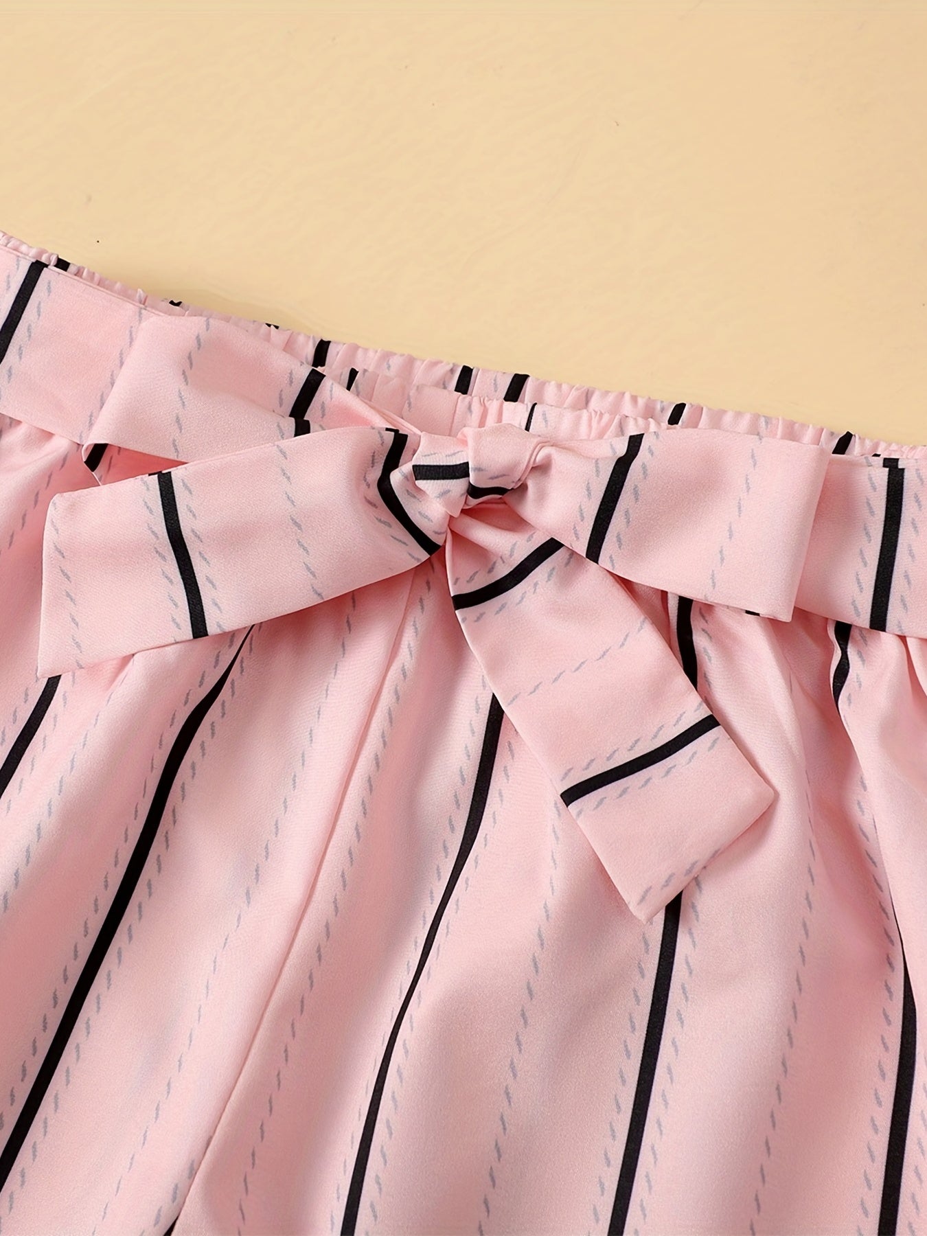 2pcs Toddler Girls Button Front Tank Tops & Vertical Stripes Belted Pants Set