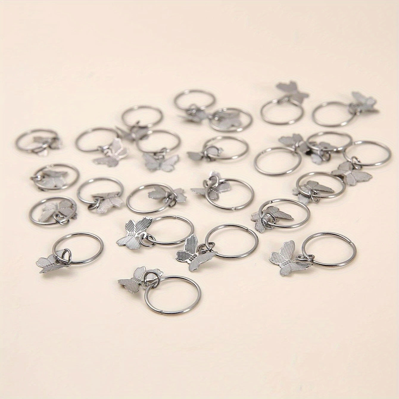 24pcs Butterfly Hair Ring Golden Accessory For Girls Women