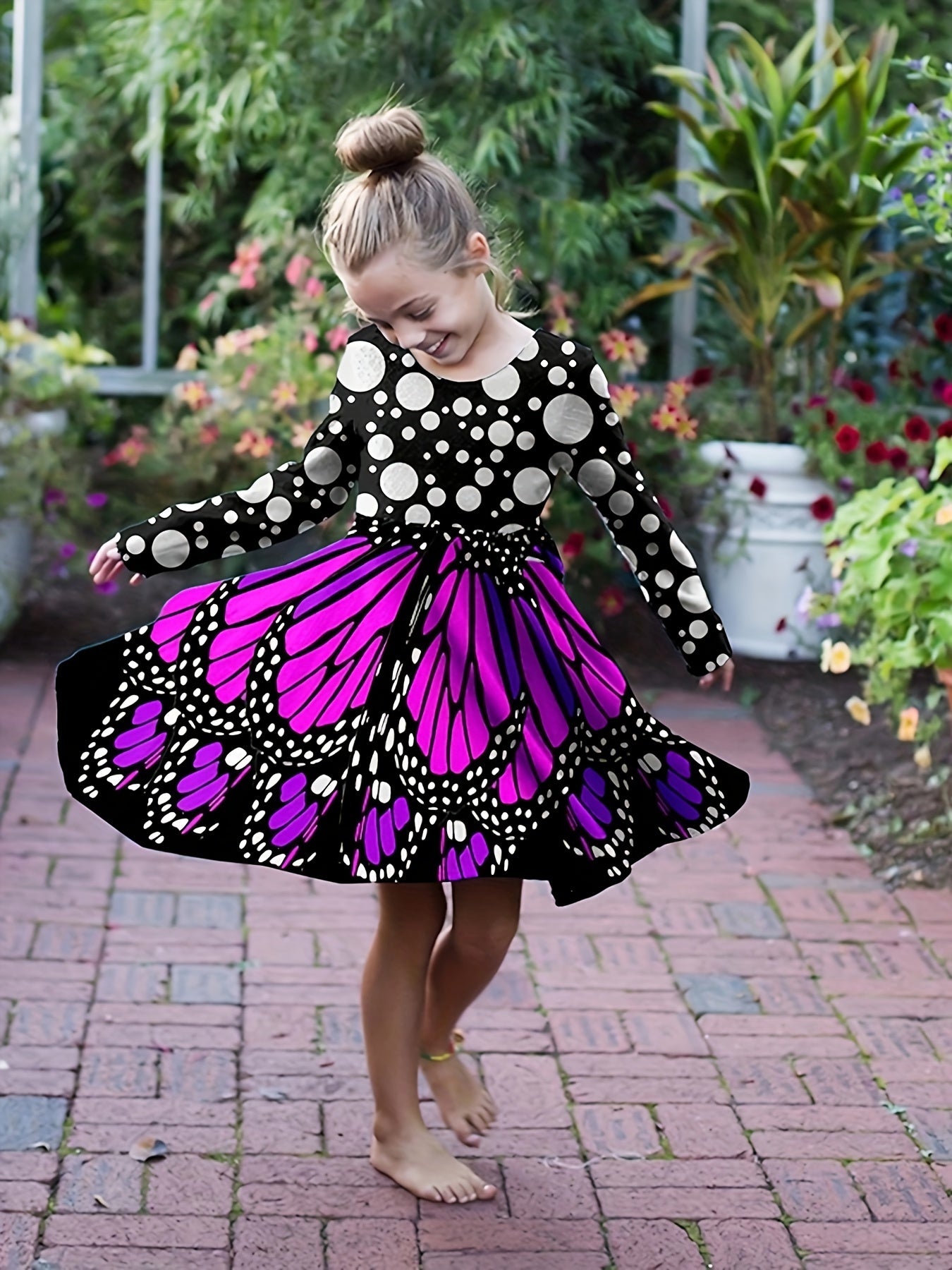 Butterfly Princess Cosplay Dress Polka Dot Print Dress