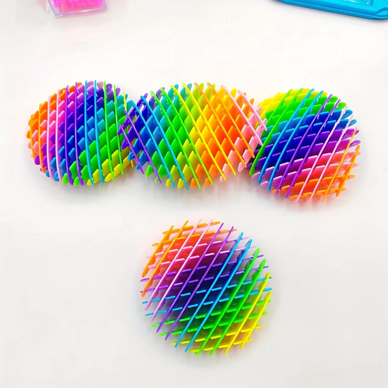 2 Pack Neon Stretchy Balls Interactive Sensory Toys Vibrant Rainbow Patterns