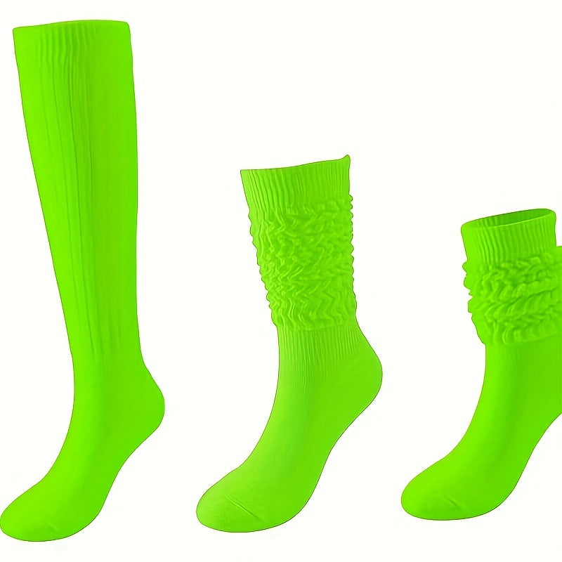 5 Pairs Solid Calf Socks Knee High Women's Stockings Hosiery