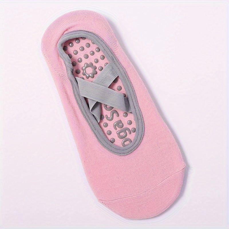 Anti-Slip Yoga Socks with Cross Strap Gripper for Barre Ballet Pilates