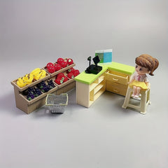 2pcs Dollhouse Mini Corner Bar and Micro Cash Register Plastic Material