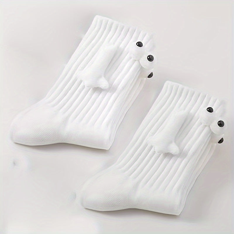 Hand In Hand & Cartoon Eyes Women's Socks - 2 Pairs