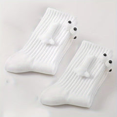 Hand In Hand & Cartoon Eyes Women's Socks - 2 Pairs