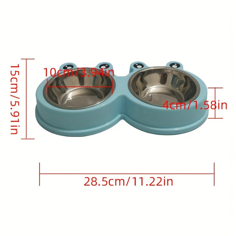 Stainless Steel Double Bowl for Pet Cats and Small Dogs