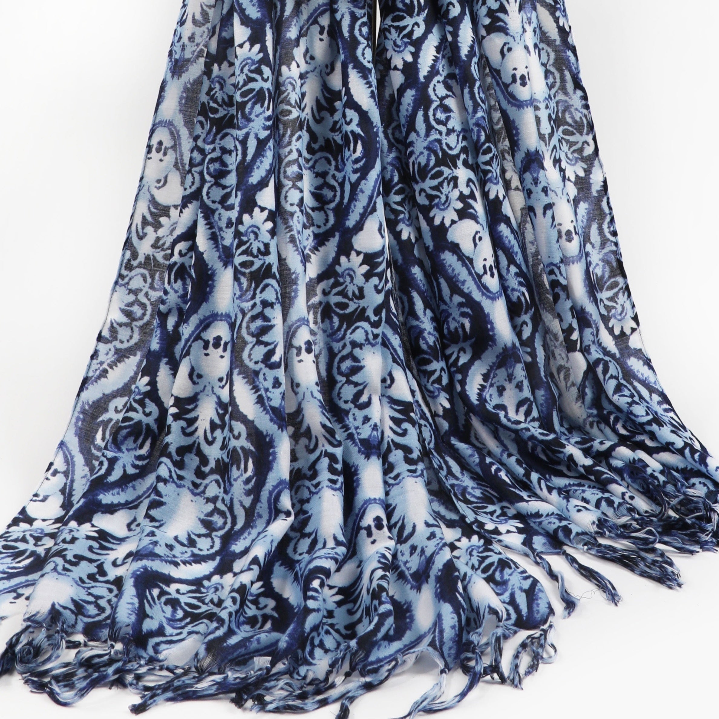 Men's Floral Ethnic Tassel Shawl Scarf