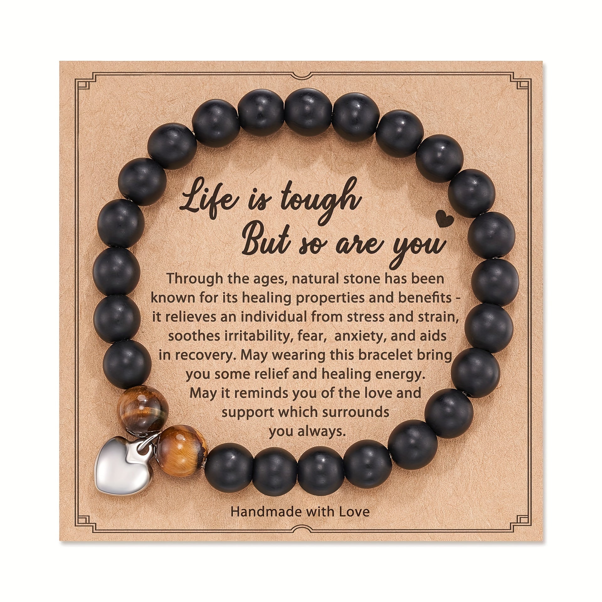 Amethyst Healing Bracelet Love Heart Pendant Energy Healing & Relax Anxiety