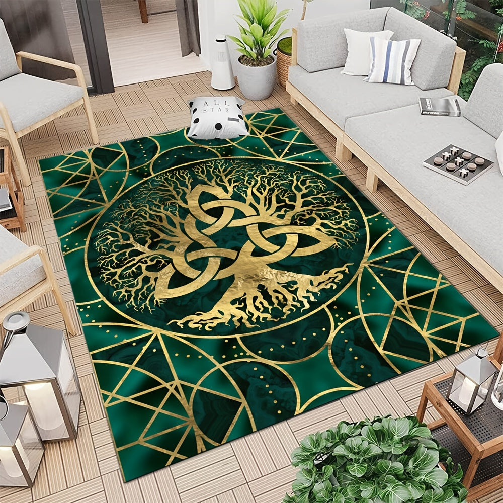 Viking Tree Pattern Area Rug Non-slip Carpet for Living Room Bedroom Decor