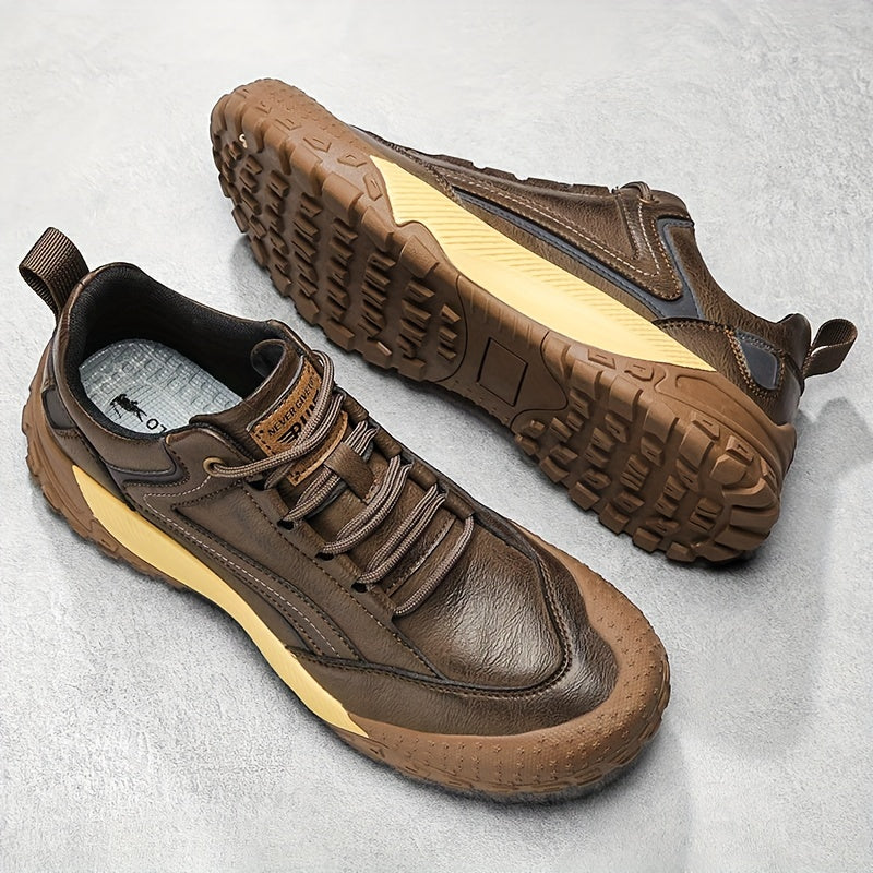 Men's Non Slip PU Leather Shoes Solid Slip On Durable Comfy Sneakers