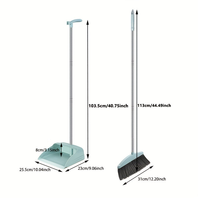 2pcs Broom & Dustpan Set Long Handle Comb Shape Sweeper Household Cleaning