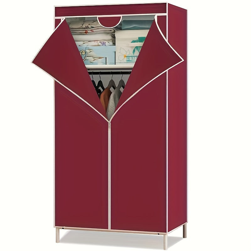1pc Cloth Wardrobe Non Woven Covered Clothes Rack Standing Garment Rack