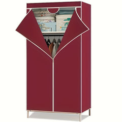 1pc Cloth Wardrobe Non Woven Covered Clothes Rack Standing Garment Rack