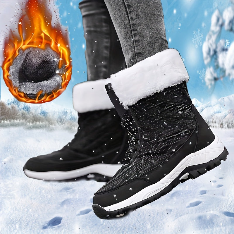 Women's Waterproof Snow Boots High Top Lace Up Hiking Boots