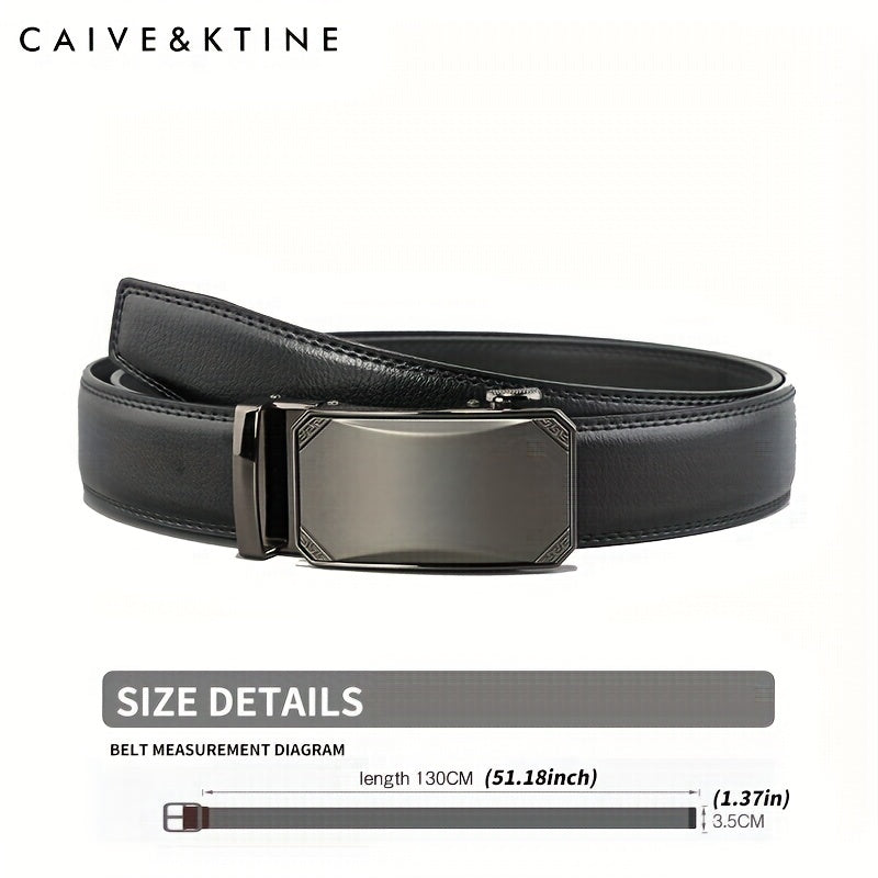 Men's Cowhide Leather Belt Automatic Buckle Business Casual Pants Belt