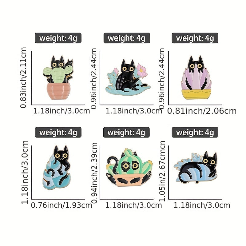 Cat Plant Enamel Pin Green Brooch Flower Jewelry Metal Lapel Pin