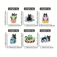 Cat Plant Enamel Pin Green Brooch Flower Jewelry Metal Lapel Pin