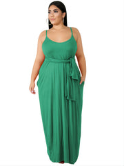 Solid Cami Maxi Dress With Pocket Women's Plus