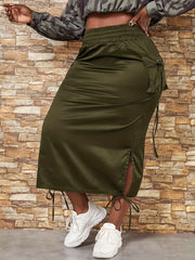  Elastic High Rise Cargo Skirt