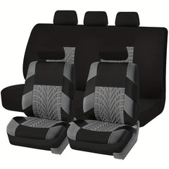 9pc Universal Car Seat Covers Set Gray Tan Red Thick Foam Cushion & Protector