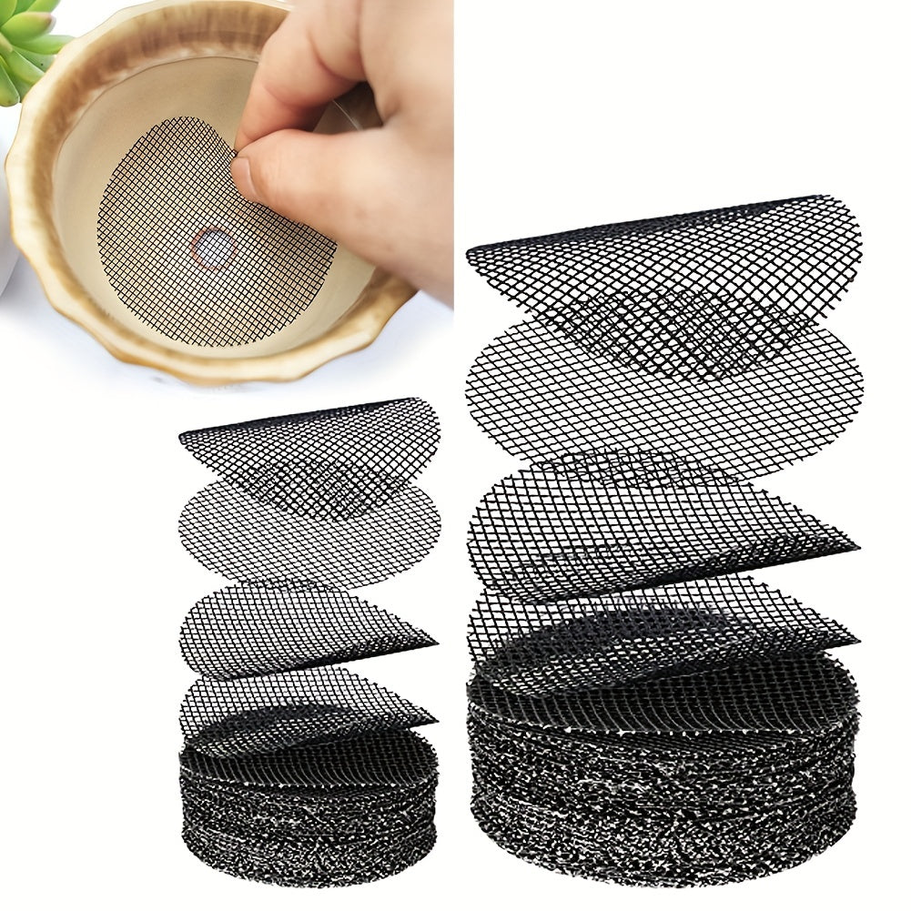 50pcs Flower Pot Hole Mesh Pad Round Drainage Hole Screens Prevent Soil Loss