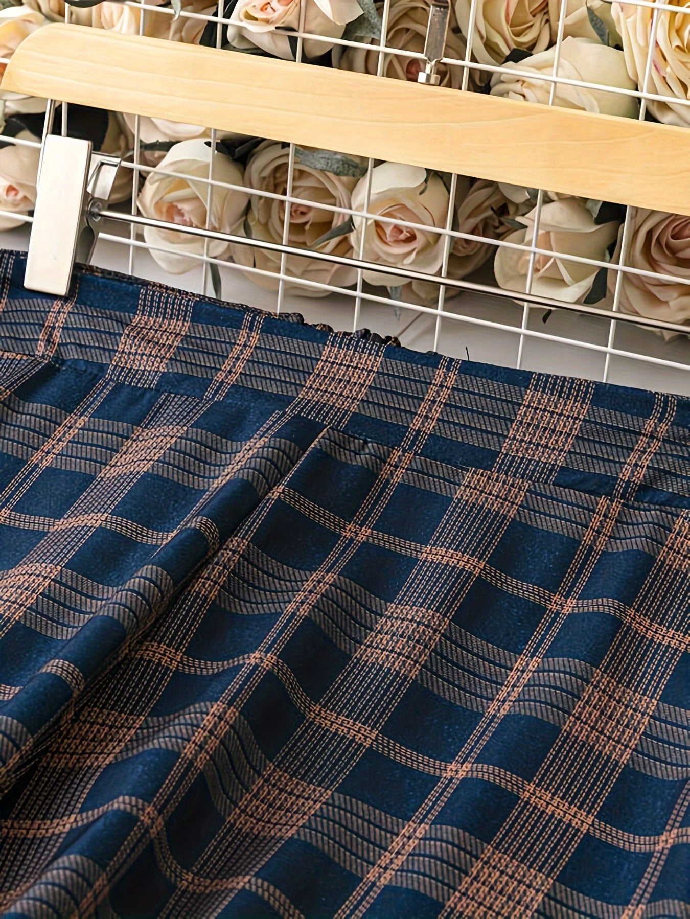 Women's Plus Plaid Wide Leg Stretch Pants