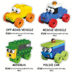 12 Pack Cartoon Vehicle Blocks Set 228pcs - Perfect Gift for Christmas