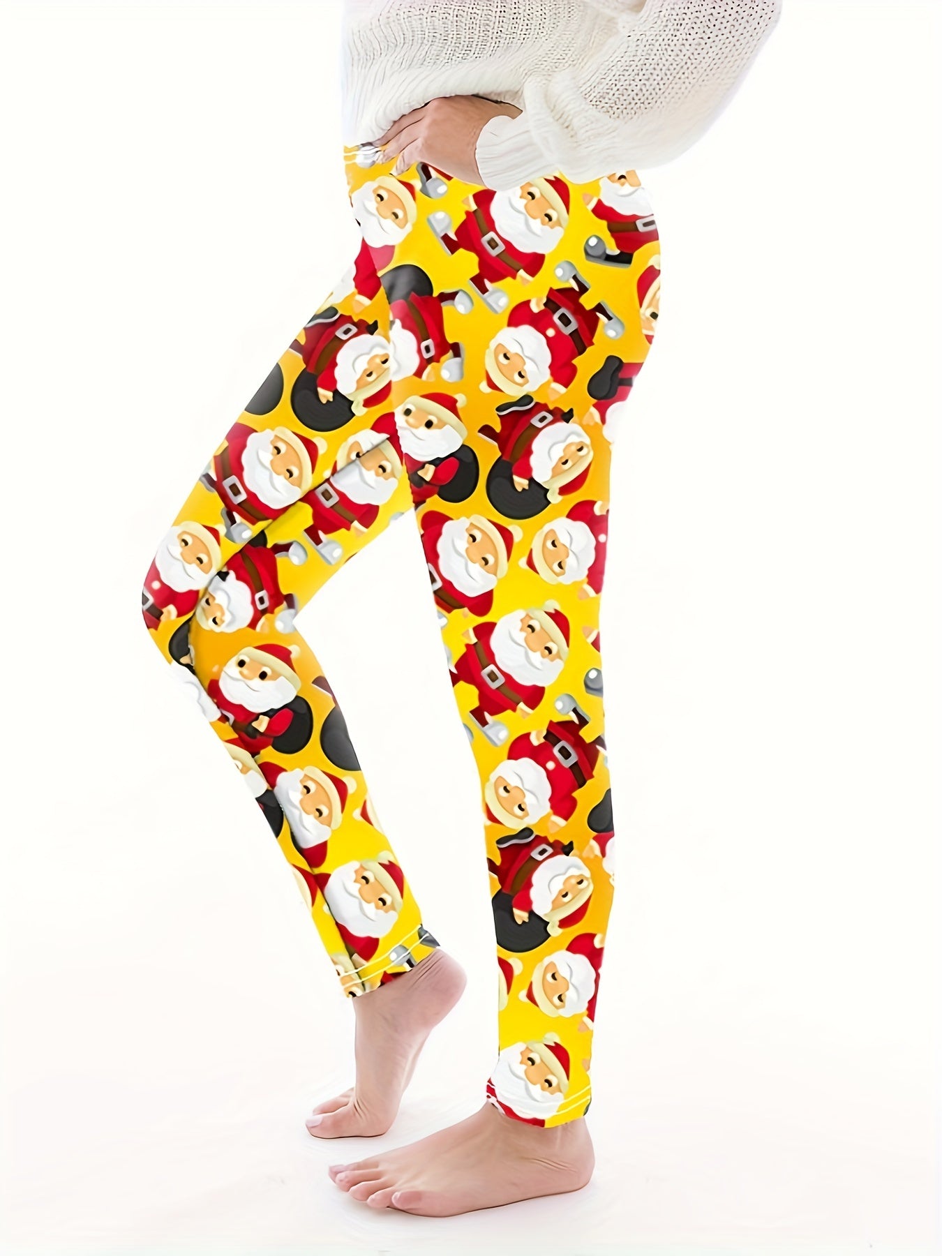 Women's Plus Santa Claus Print High Stretch Leggings
