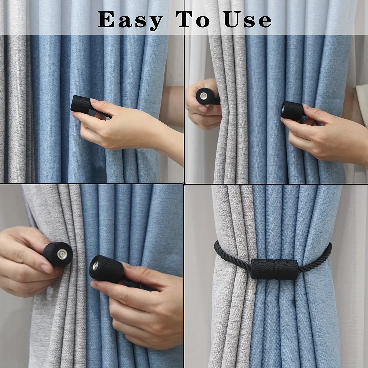 2pcs Magnetic Curtain Tiebacks Modern Rope Tiebacks For Drapes