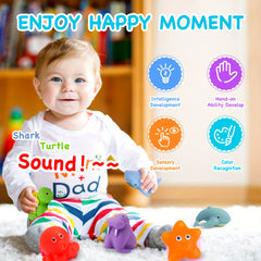 6pcs Rubber Ocean Animals Bath Toys Shower Floating Swimming Halloween