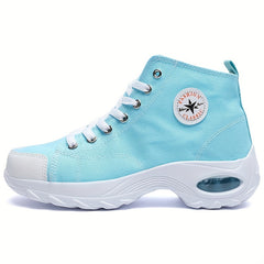 Women's Leisure Air Cushion Sneakers Thick Bottom Mid Top Canvas Shoes
