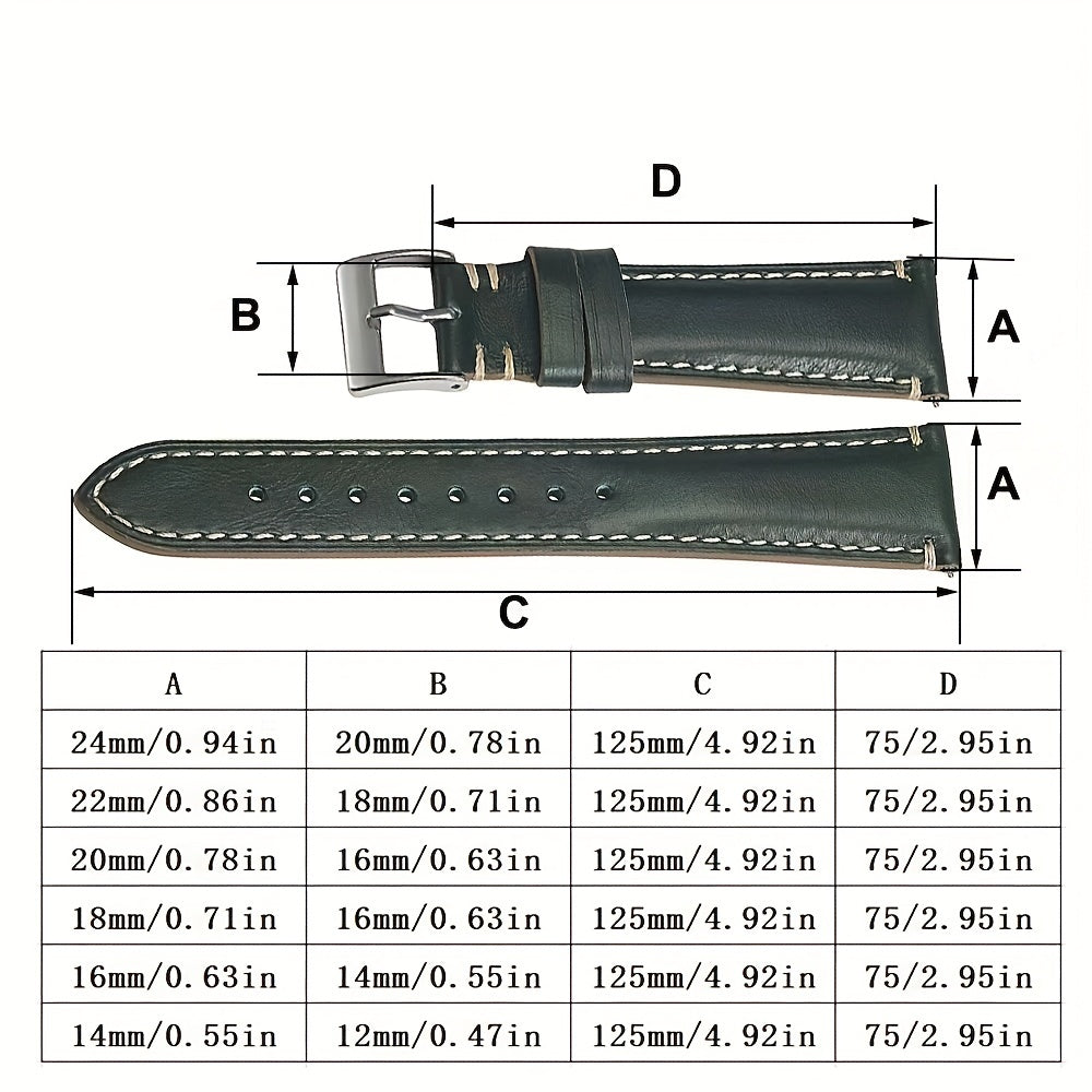 Cowhide Leather Strap Quick Release Watch Chain 20 22 24mm