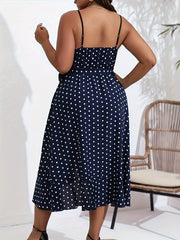  Polka Dot Ruffle V Neck Cami Dress