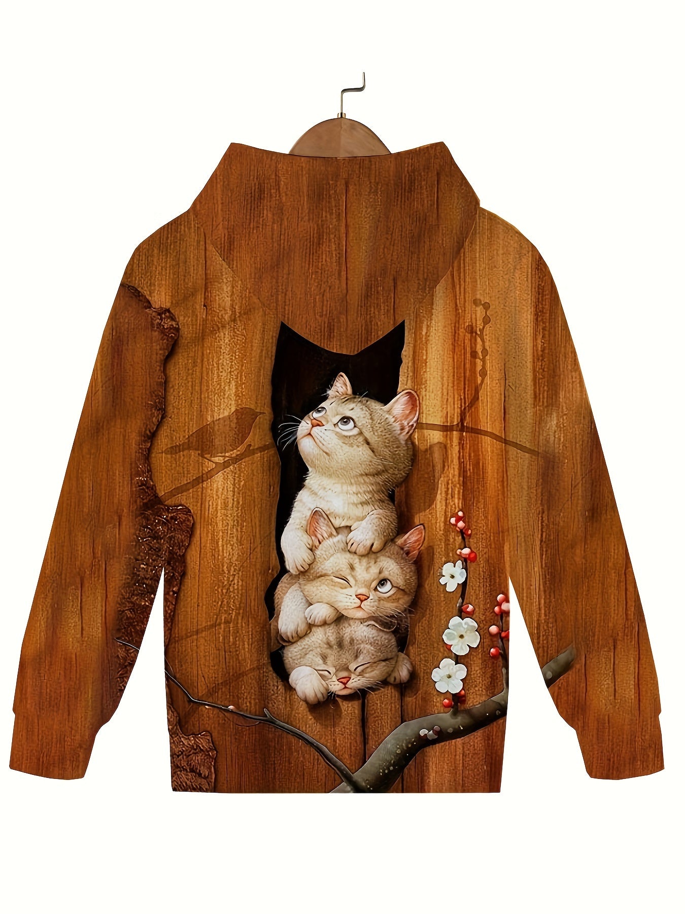 Kitties In Tree Hollow Hooded Sweatshirt Girls Top