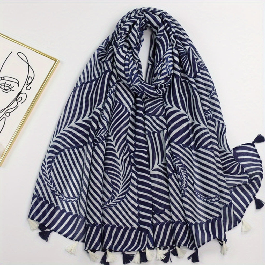 Classic Stripe Print Tassel Scarf Vintage Warm Shawl Casual