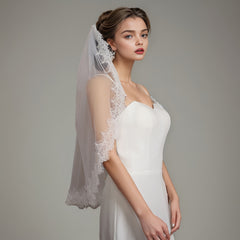 Floral Pattern 1m Bridal Veil Soft & Comfortable Wedding Veil for Women